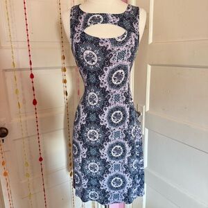 Aeropostale Floral Cut-Out Front A-Line Dress Sleeveless L